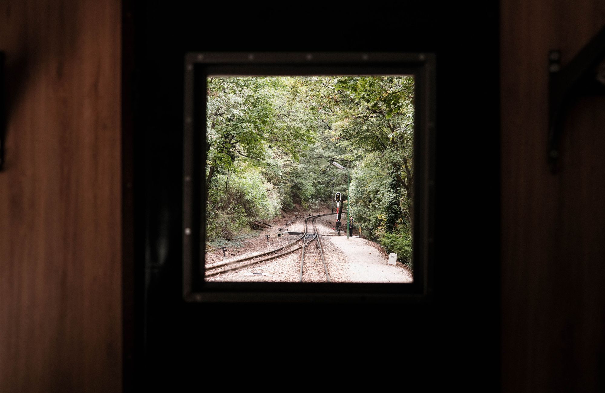 Paysage réel observé depuis une fenêtre de train